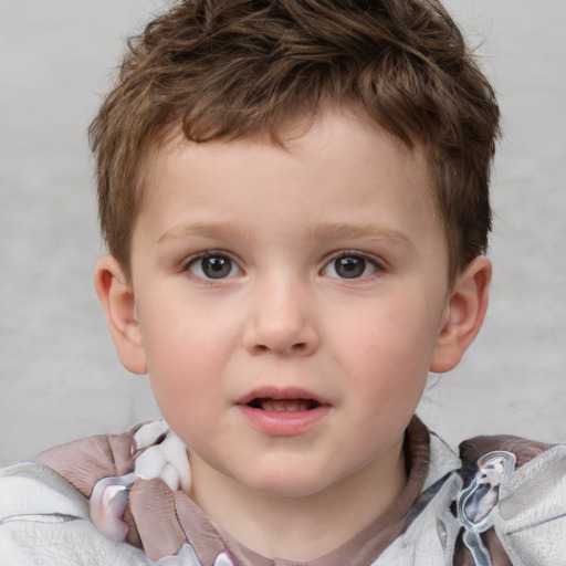 Neutral white child male with short  brown hair and brown eyes