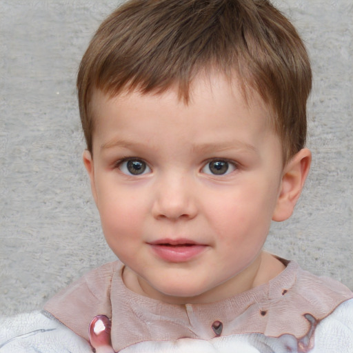 Neutral white child male with short  brown hair and blue eyes