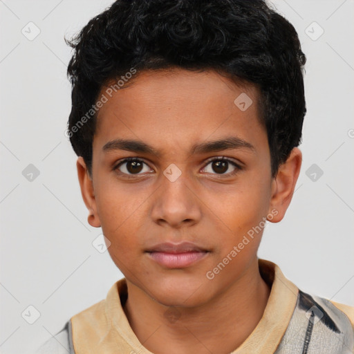 Neutral latino young-adult male with short  brown hair and brown eyes