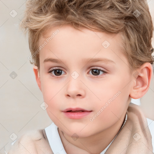 Neutral white child male with short  brown hair and brown eyes