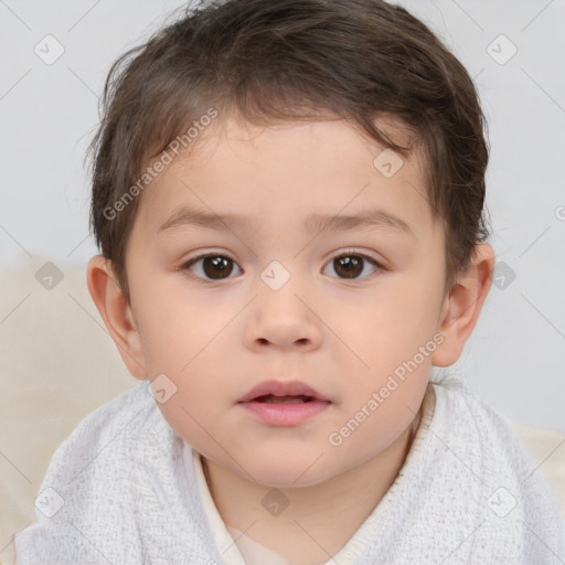 Neutral white child male with short  brown hair and brown eyes