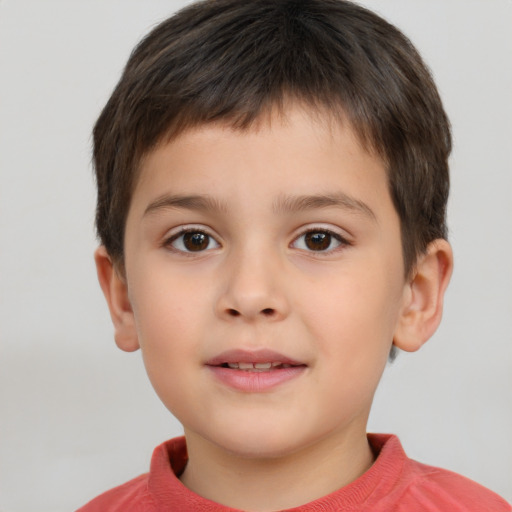 Neutral white child male with short  brown hair and brown eyes