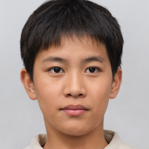 Neutral asian young-adult male with short  brown hair and brown eyes