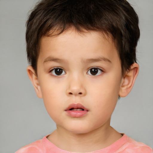 Neutral white child male with short  brown hair and brown eyes