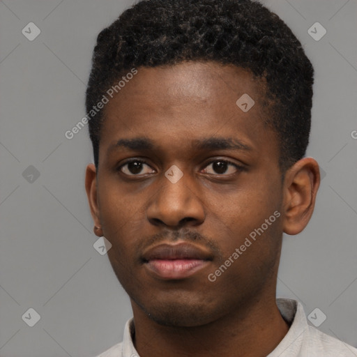 Neutral black young-adult male with short  brown hair and brown eyes