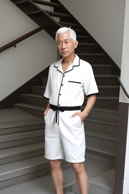 Japanese 45 years male with  white hair