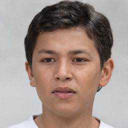 Neutral asian young-adult male with short  brown hair and brown eyes