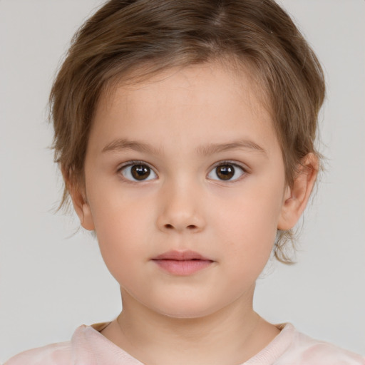 Neutral white child female with medium  brown hair and brown eyes