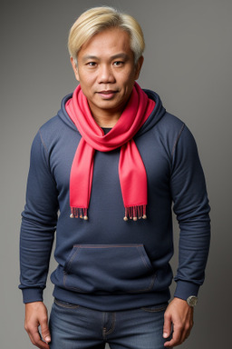 Malaysian middle-aged male with  blonde hair