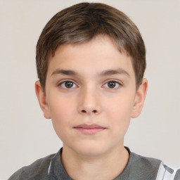 Neutral white child male with short  brown hair and brown eyes