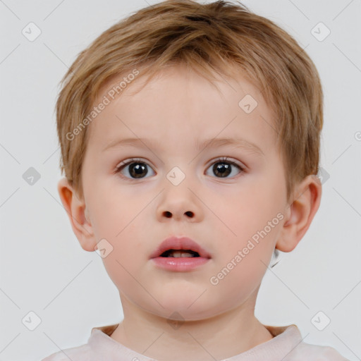 Neutral white child male with short  brown hair and brown eyes