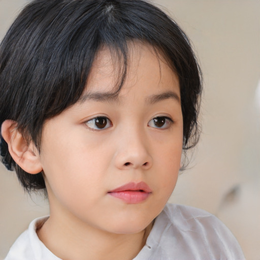 Neutral asian child female with medium  brown hair and brown eyes