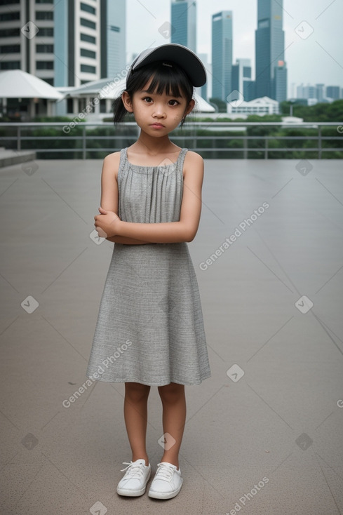 Singaporean child girl with  gray hair