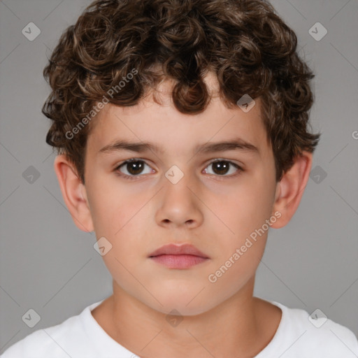 Neutral white child male with short  brown hair and brown eyes