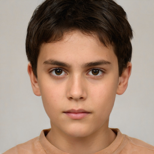 Neutral white child male with short  brown hair and brown eyes