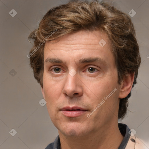 Neutral white adult male with short  brown hair and brown eyes