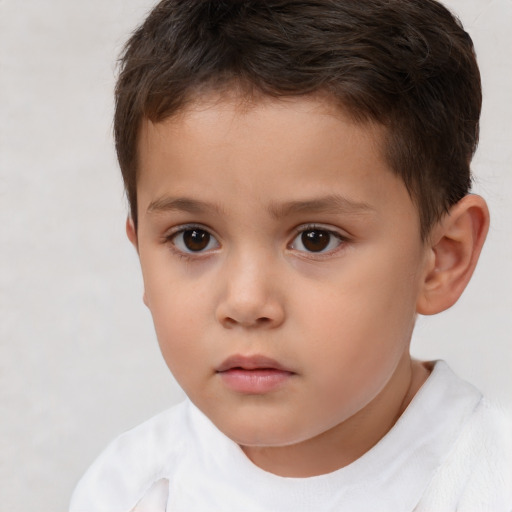 Neutral white child male with short  brown hair and brown eyes