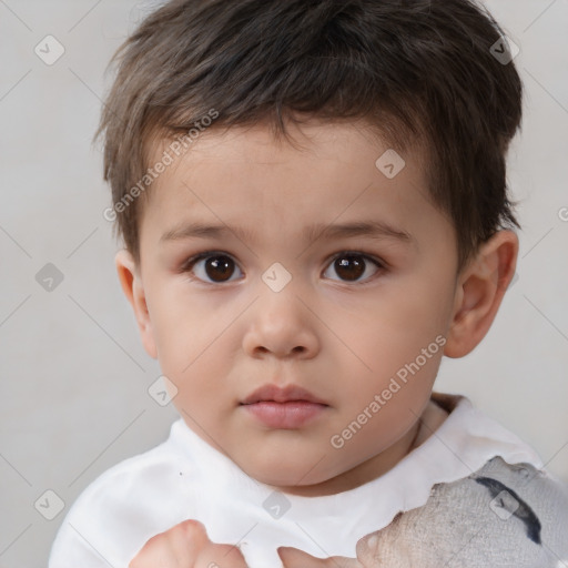 Neutral white child male with short  brown hair and brown eyes