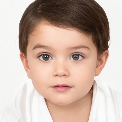 Neutral white child male with short  brown hair and brown eyes