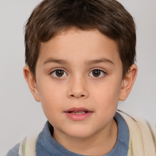 Neutral white child male with short  brown hair and brown eyes