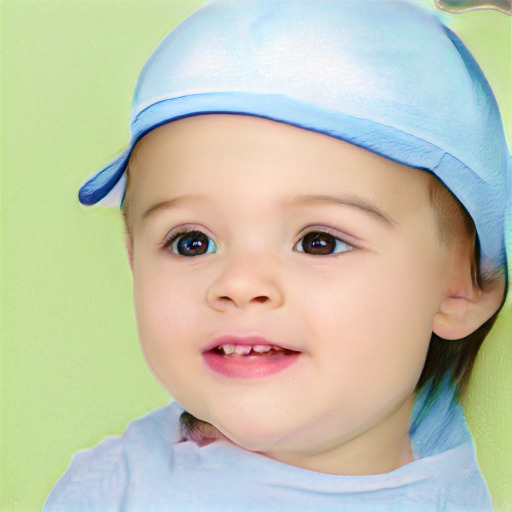 Joyful white child female with short  brown hair and brown eyes