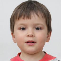 Neutral white child male with short  brown hair and brown eyes