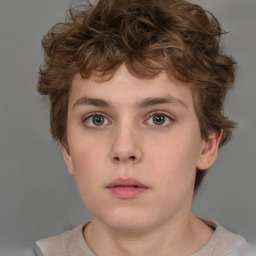 Neutral white child male with short  brown hair and brown eyes