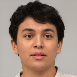 Neutral asian young-adult male with short  brown hair and brown eyes