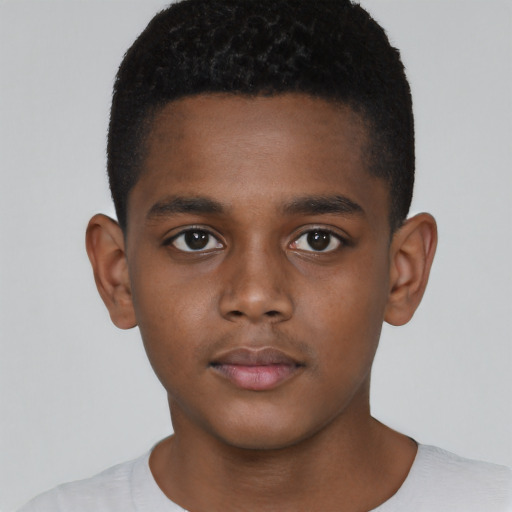 Neutral black child male with short  black hair and brown eyes