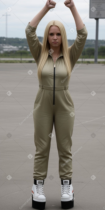 Caucasian adult female with  blonde hair