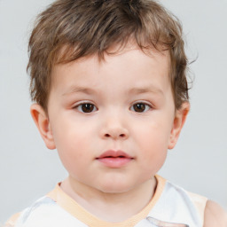 Neutral white child male with short  brown hair and brown eyes