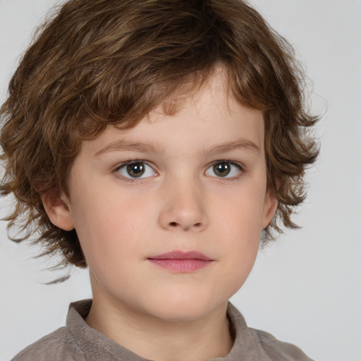 Neutral white child male with medium  brown hair and brown eyes