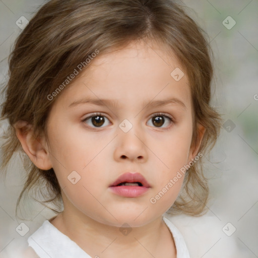 Neutral white child female with medium  brown hair and brown eyes