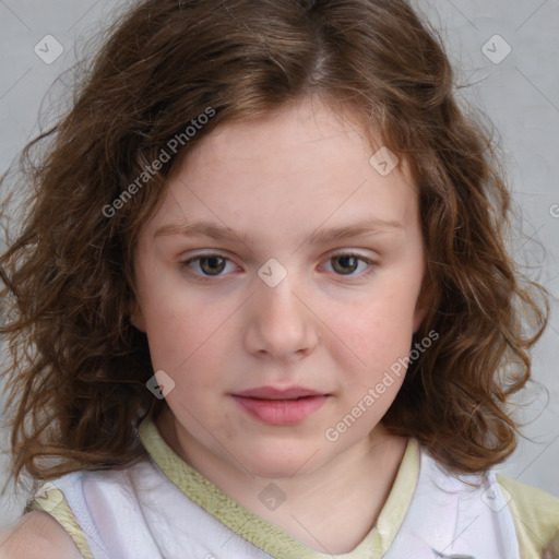 Neutral white child female with medium  brown hair and brown eyes