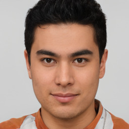 Neutral asian young-adult male with short  brown hair and brown eyes