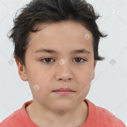 Neutral white child female with short  brown hair and brown eyes