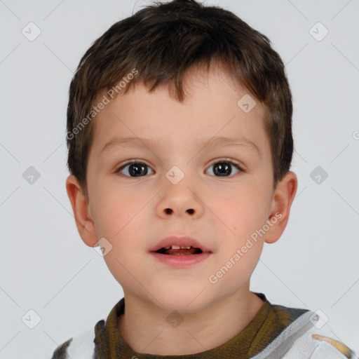 Neutral white child male with short  brown hair and brown eyes