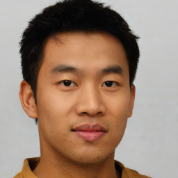 Neutral asian young-adult male with short  brown hair and brown eyes