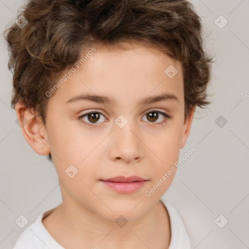 Neutral white child male with short  brown hair and brown eyes