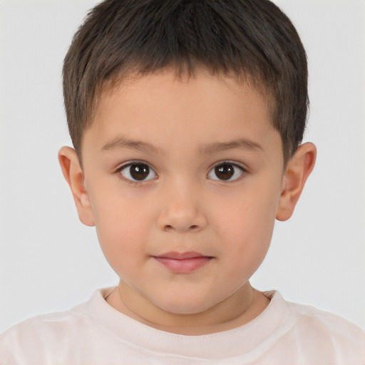 Neutral white child male with short  brown hair and brown eyes