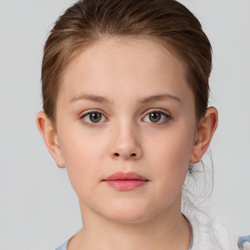 Neutral white child female with medium  brown hair and brown eyes