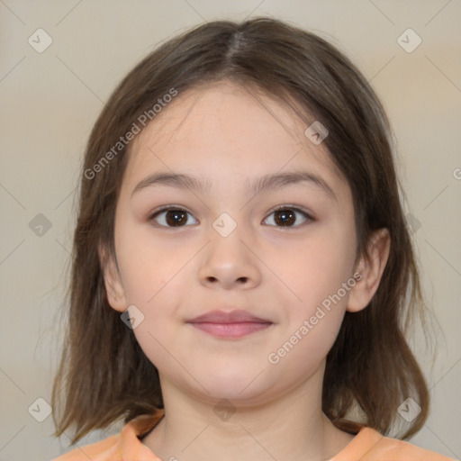 Neutral white child female with medium  brown hair and brown eyes