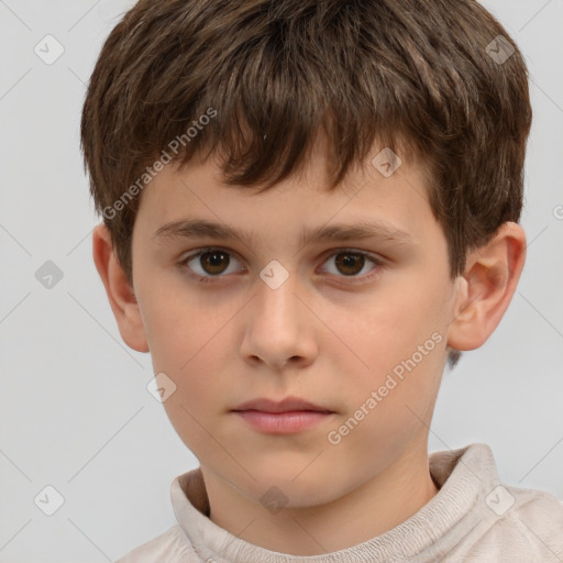 Neutral white child male with short  brown hair and brown eyes