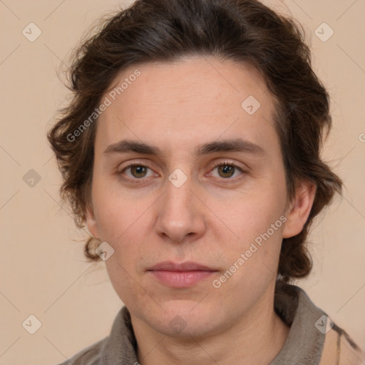 Neutral white young-adult male with medium  brown hair and brown eyes