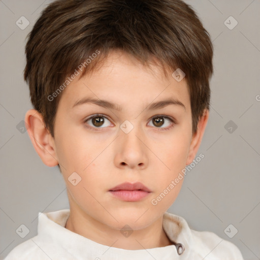 Neutral white child male with short  brown hair and brown eyes