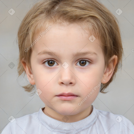 Neutral white child female with short  brown hair and brown eyes