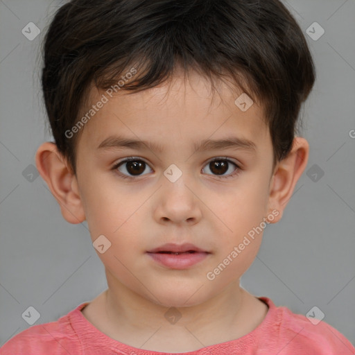 Neutral white child male with short  brown hair and brown eyes