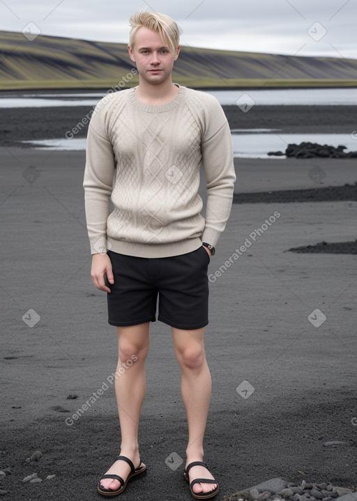 Icelandic adult male with  blonde hair