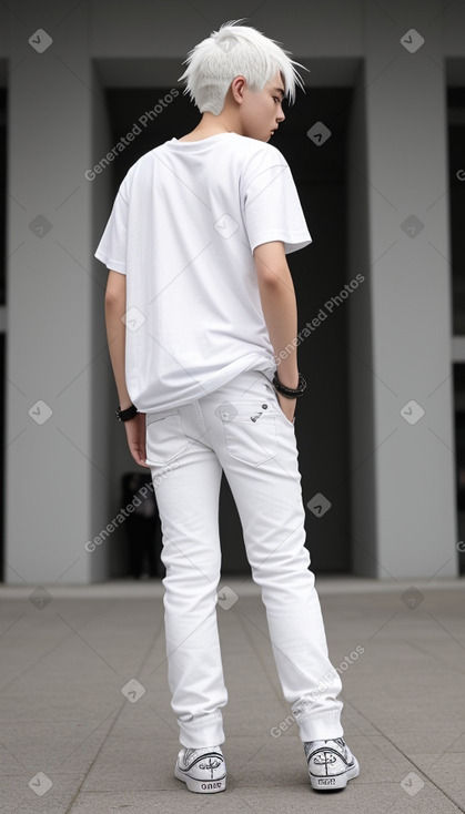 Teenager boy with  white hair