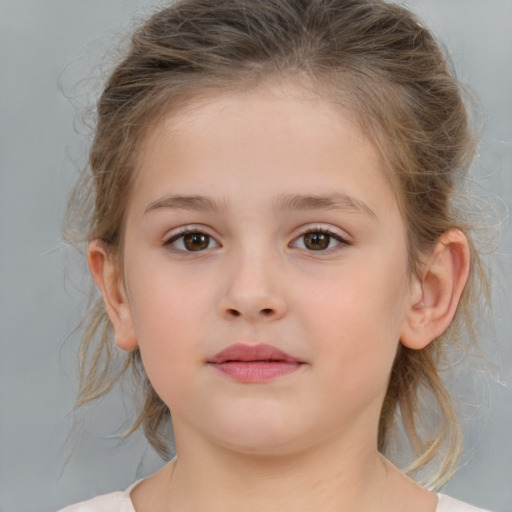 Neutral white child female with medium  brown hair and brown eyes